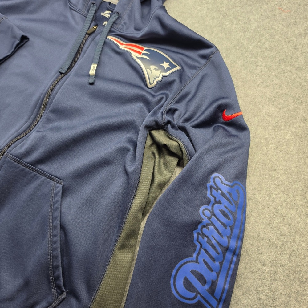 Nike NFL New England Patriots Therma-FIT Full Zip Hoodie Mens Large Navy Blue